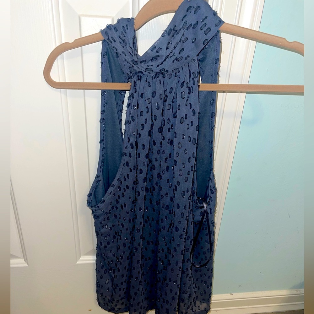 Altar’d State Blue Shiny High Neck Top